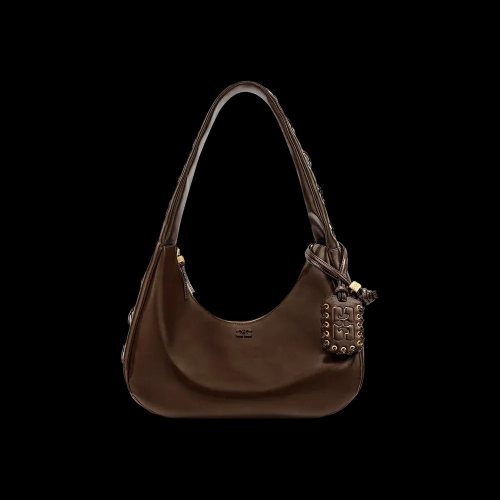 Ganni Green Medium Laces Hobo Bag - HypeFly India View 1