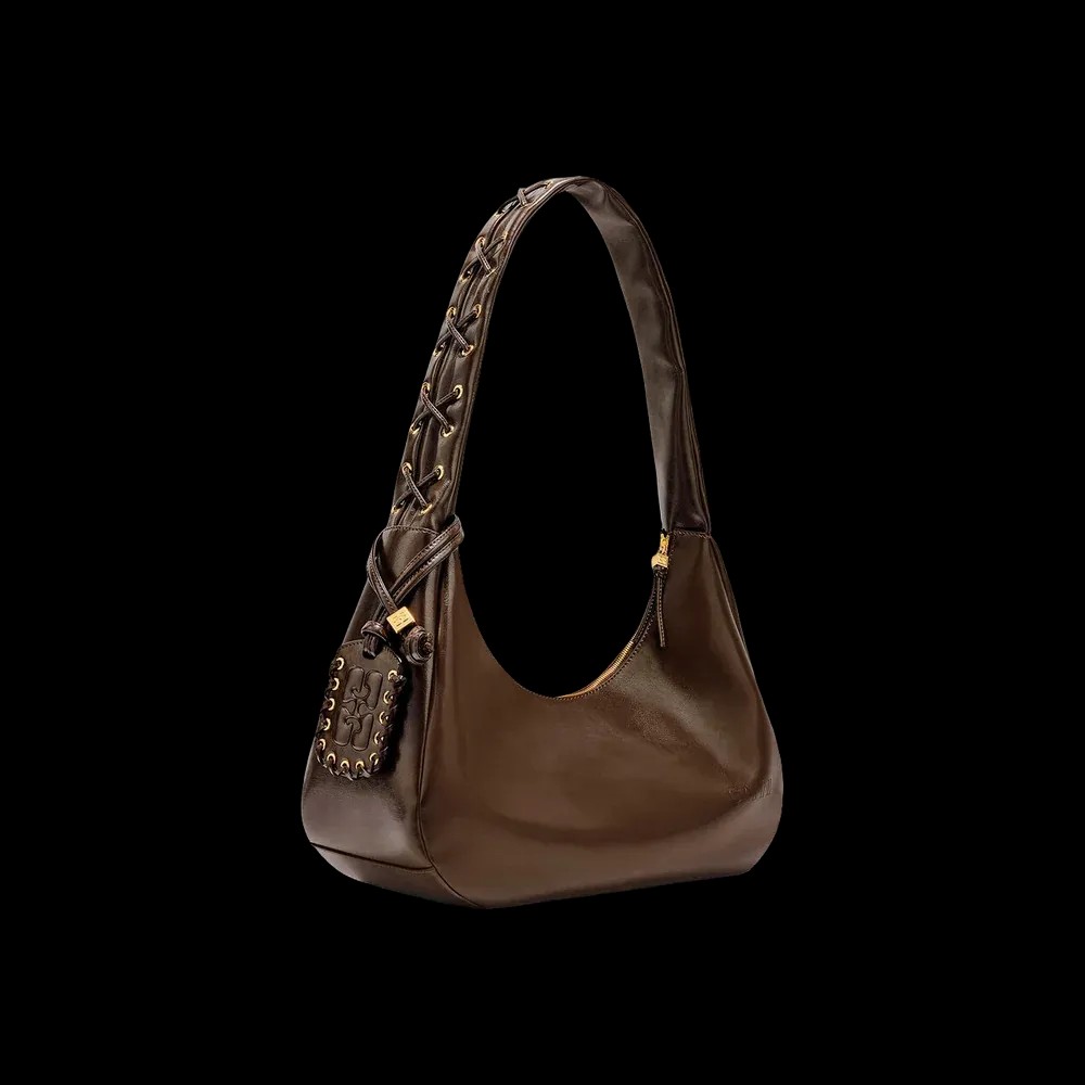 Ganni Green Medium Laces Hobo Bag - HypeFly India View 2