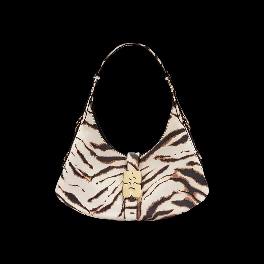 Ganni Small Kat Bag in Zebra - HypeFly India View 1