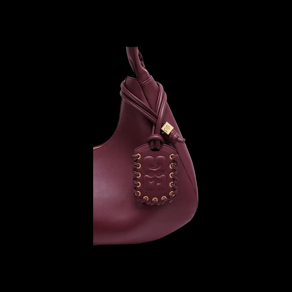 Ganni Burgundy Medium Laces Hobo Bag - HypeFly India View 2