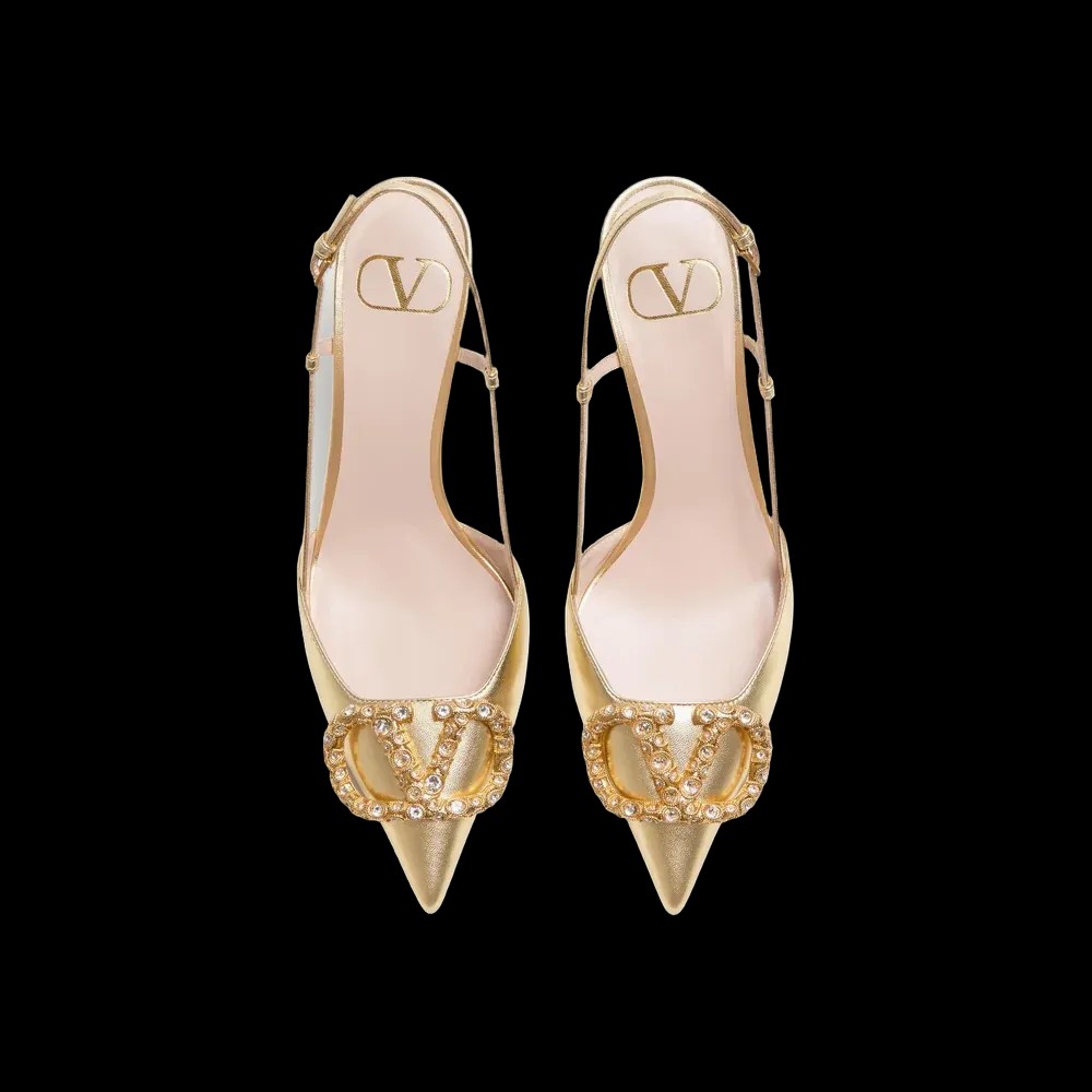 Valentino VLogo Signature Slingback Pump In Laminated Nappa Leather 80mm Rose Cannelle - HypeFly India View 2