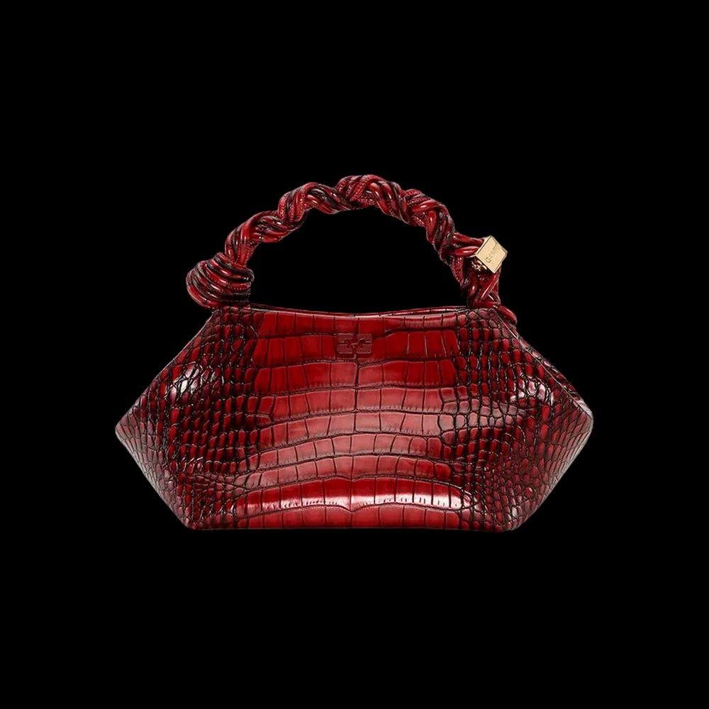 Ganni Burgundy Croco Small Bou Bag - HypeFly India View 1