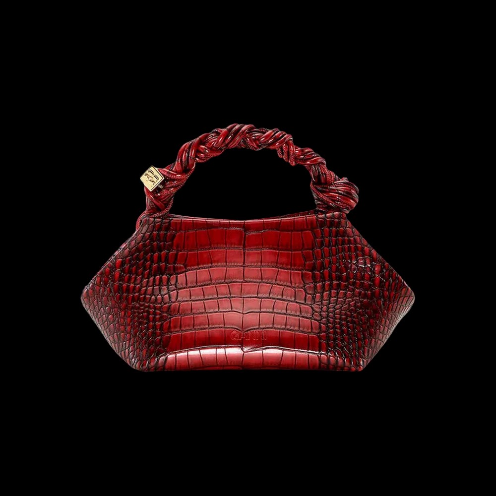 Ganni Burgundy Croco Small Bou Bag - HypeFly India View 3
