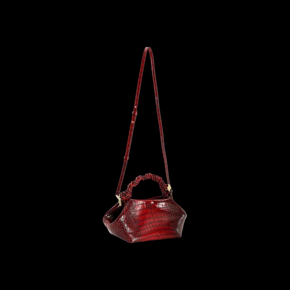 Ganni Burgundy Croco Small Bou Bag - HypeFly India View 2