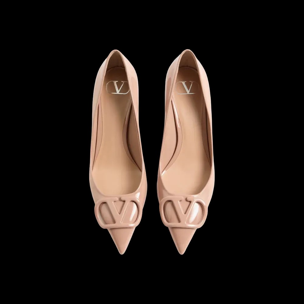 Valentino VLogo Signature Patent Leather Pumps 60mm Rose Cannelle - HypeFly India View 2