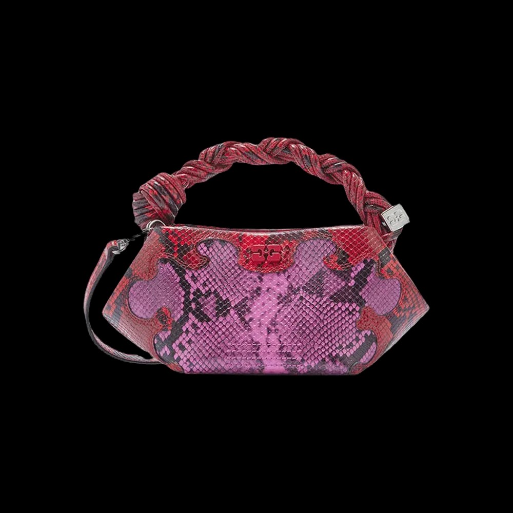 Ganni Mini Bou Bag in Pink Snake - HypeFly India View 1