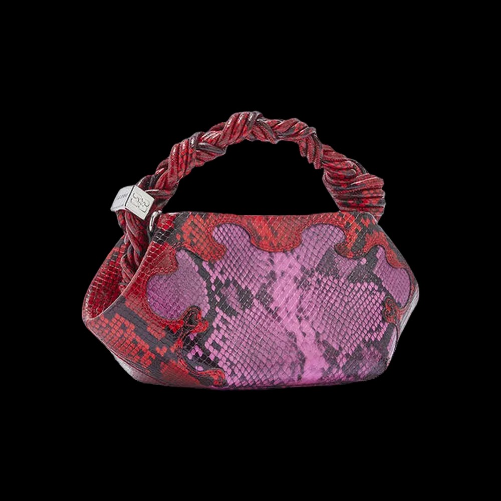 Ganni Mini Bou Bag in Pink Snake - HypeFly India View 3