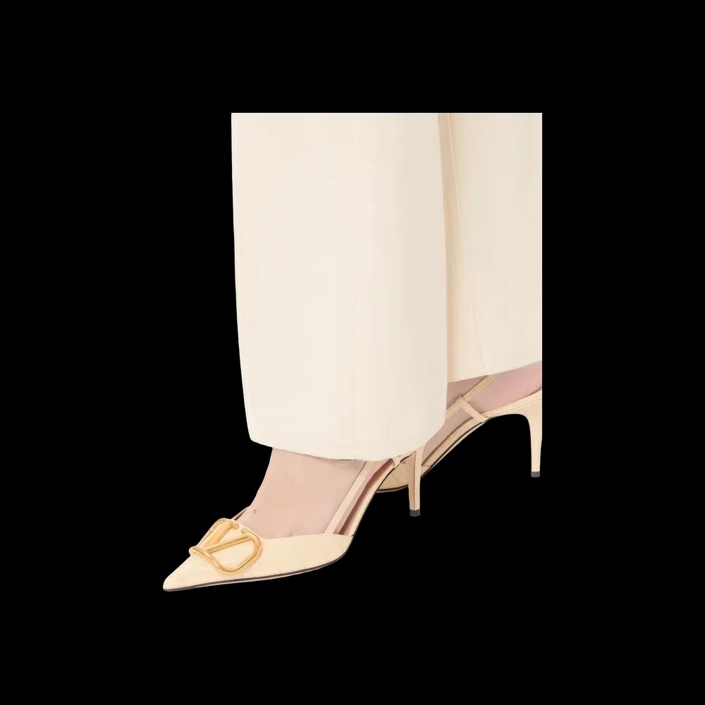 Valentino VLogo Signature Slingback Pumps In Printed Calfskin 80mm Butter - HypeFly India View 4