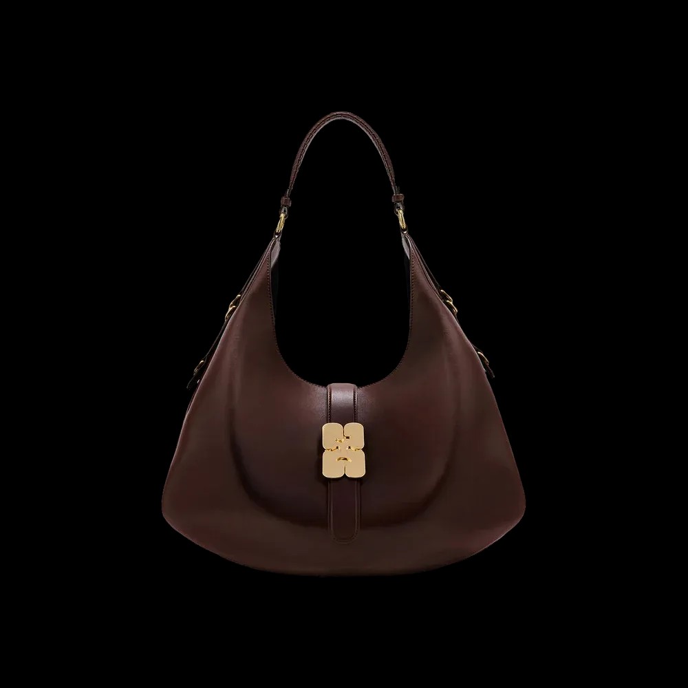 Ganni Brown Large Kat Bag	 - HypeFly India View 1