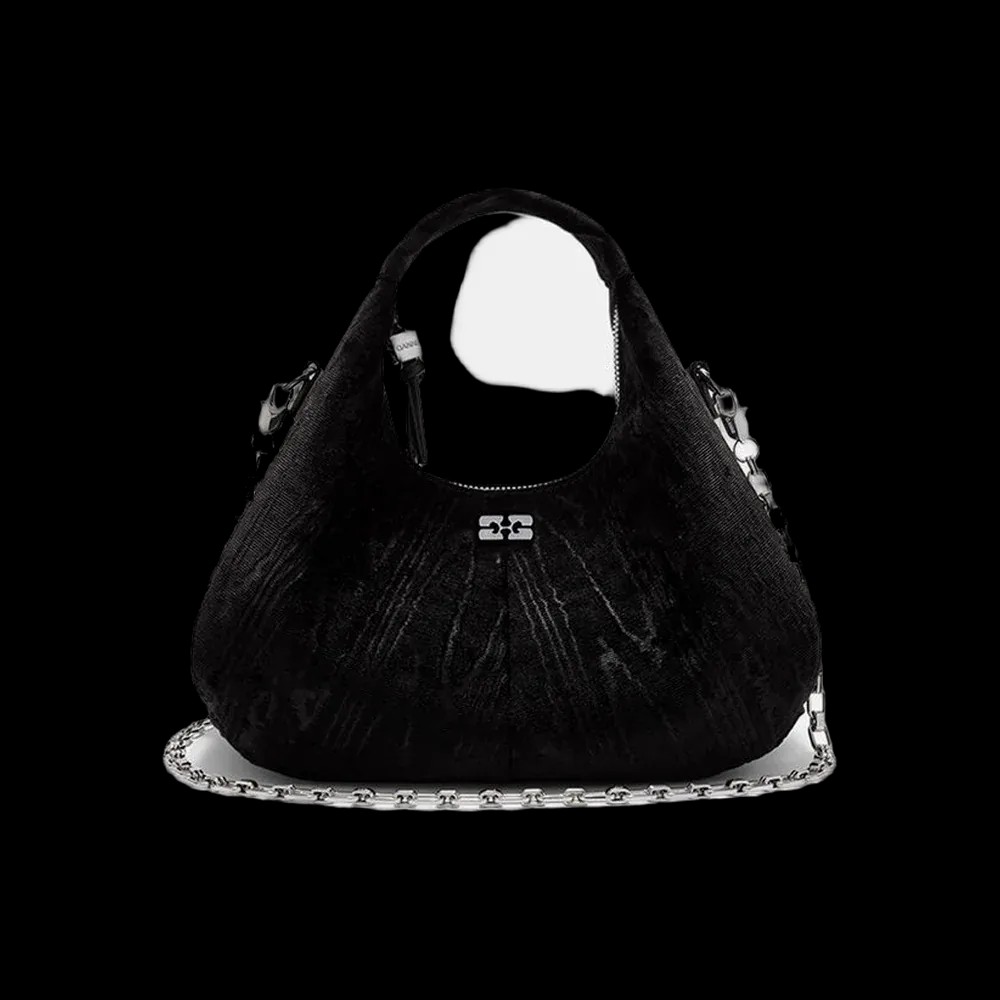 Ganni Velvet Moire Mini Hobo Bag	 - HypeFly India View 1