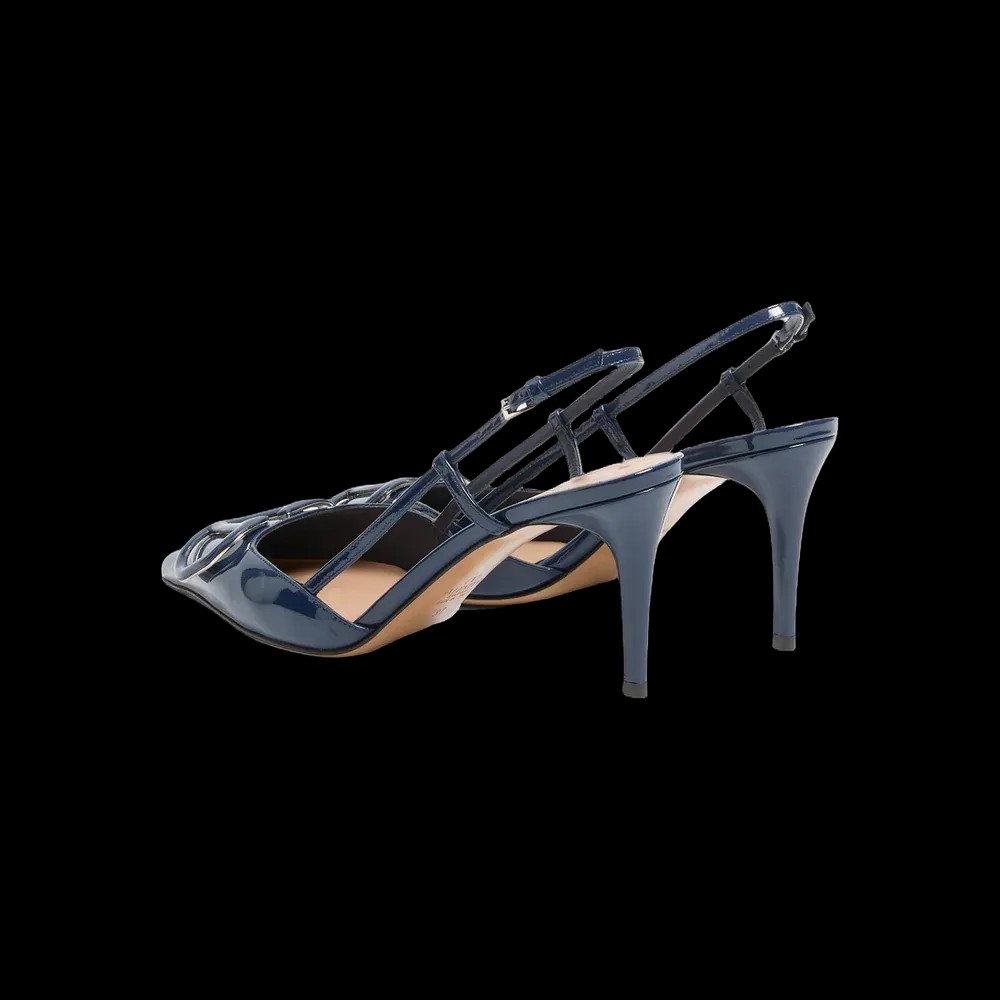 Valentino VLogo Signature Patent Leather Slingback Pump 80mm Blue - HypeFly India View 5
