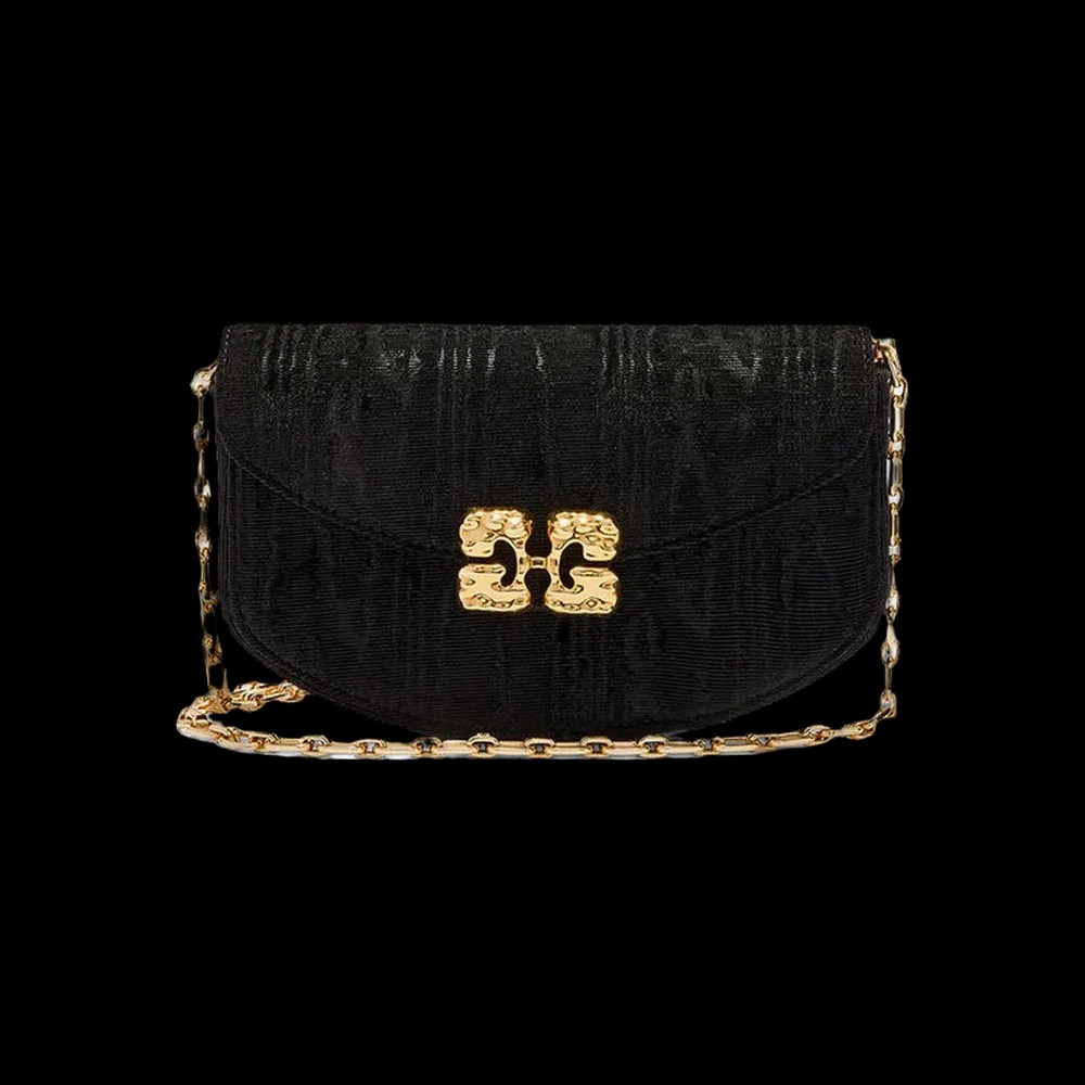 Ganni Lulu Wallet On Chain in Velvet Moire	 - HypeFly India View 1