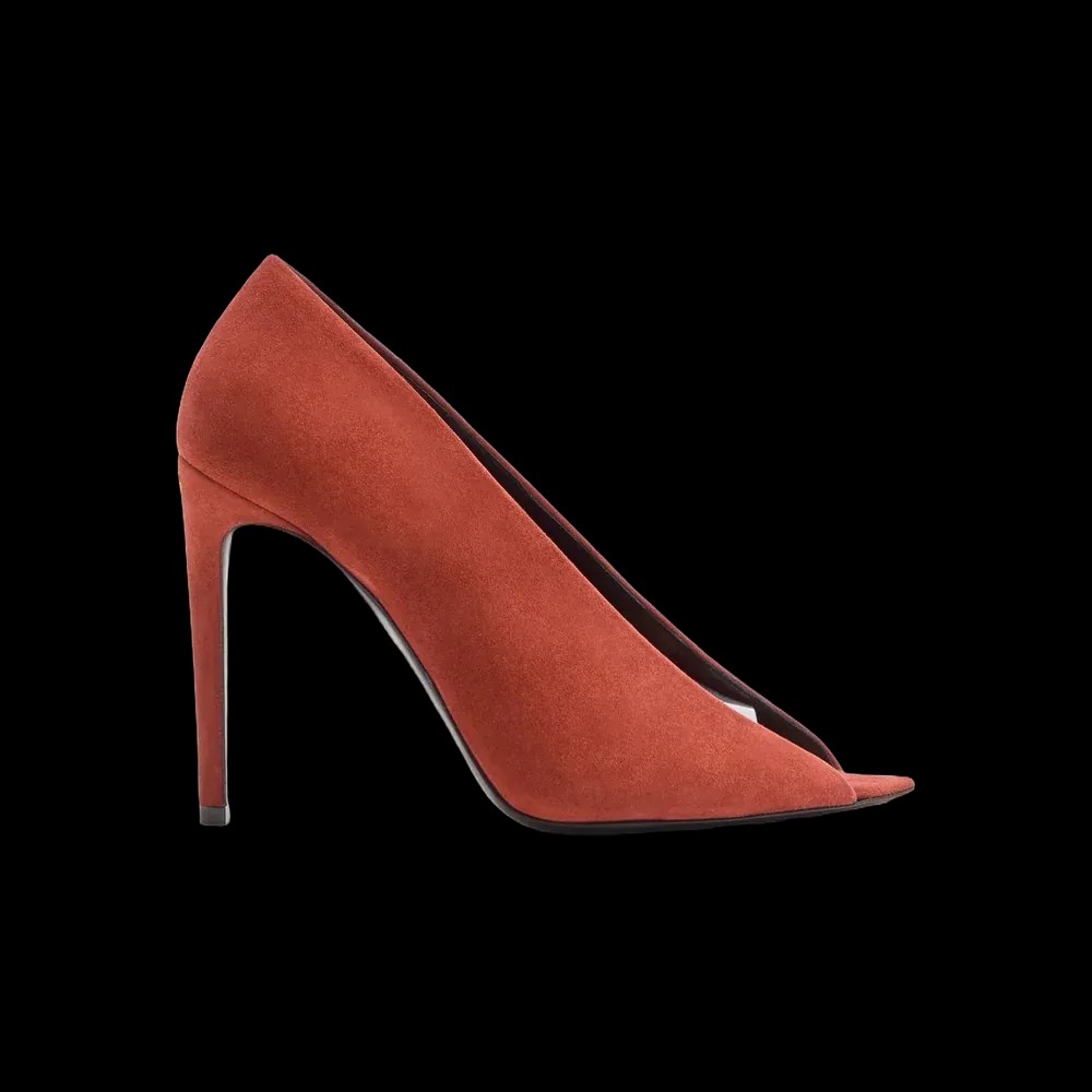 Valentino Open Toe Révélé Suede Pumps 105mm Rust - HypeFly India View 1