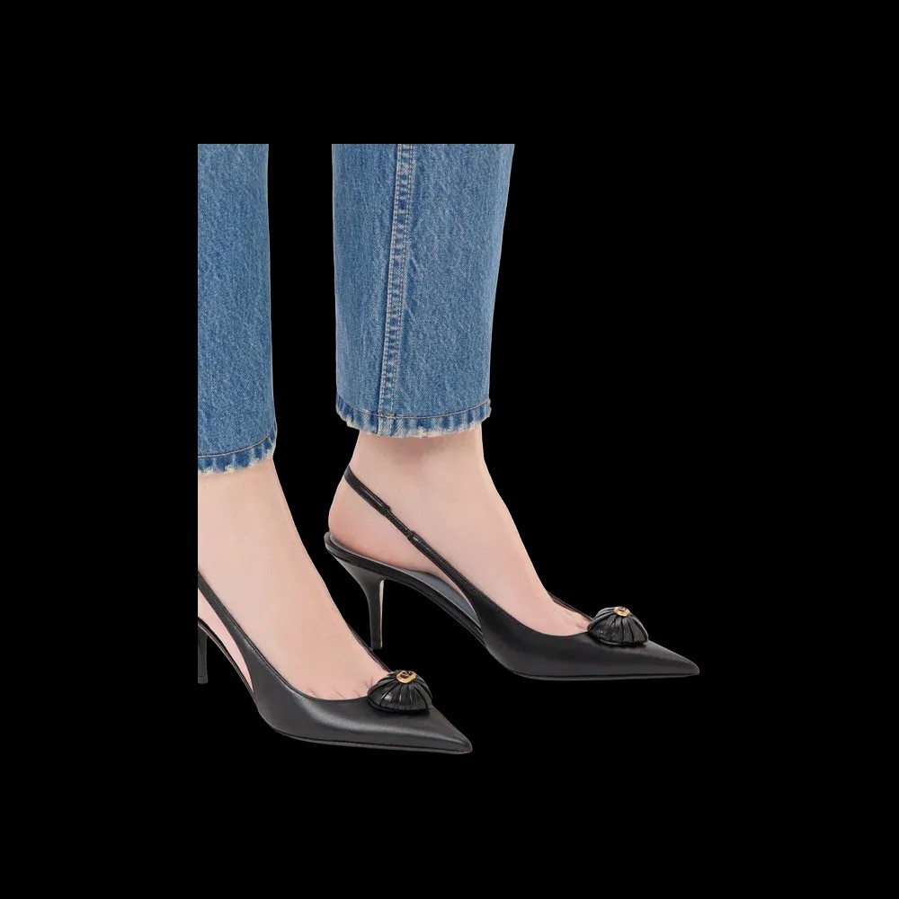 Valentino Coeur Royal Slingback Pumps In Kidskin 75mm Black - HypeFly India View 4