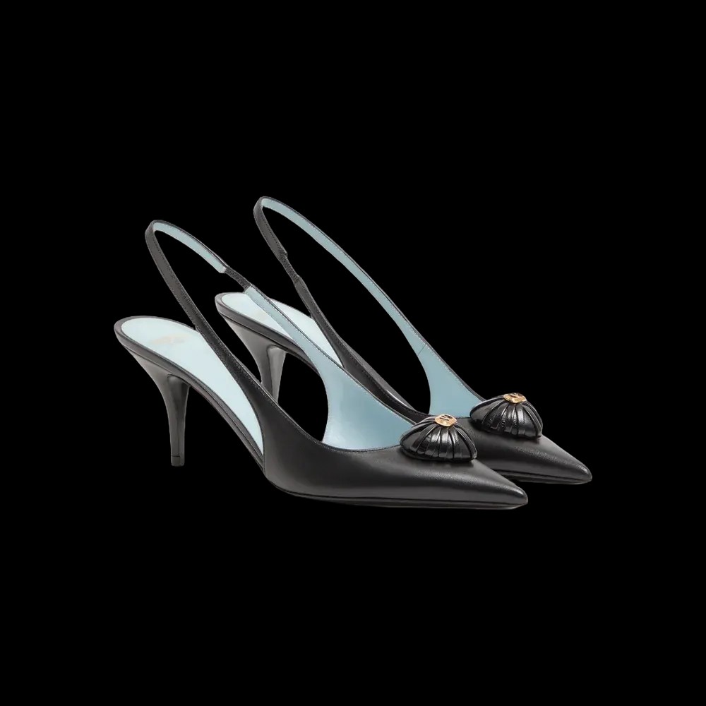 Valentino Coeur Royal Slingback Pumps In Kidskin 75mm Black - HypeFly India View 3