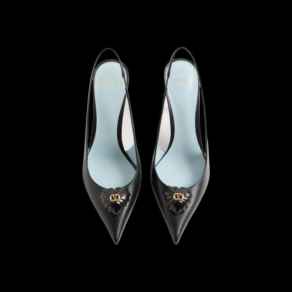 Valentino Coeur Royal Slingback Pumps In Kidskin 75mm Black - HypeFly India View 2
