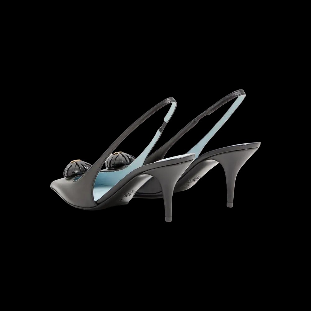 Valentino Coeur Royal Slingback Pumps In Kidskin 75mm Black - HypeFly India View 5