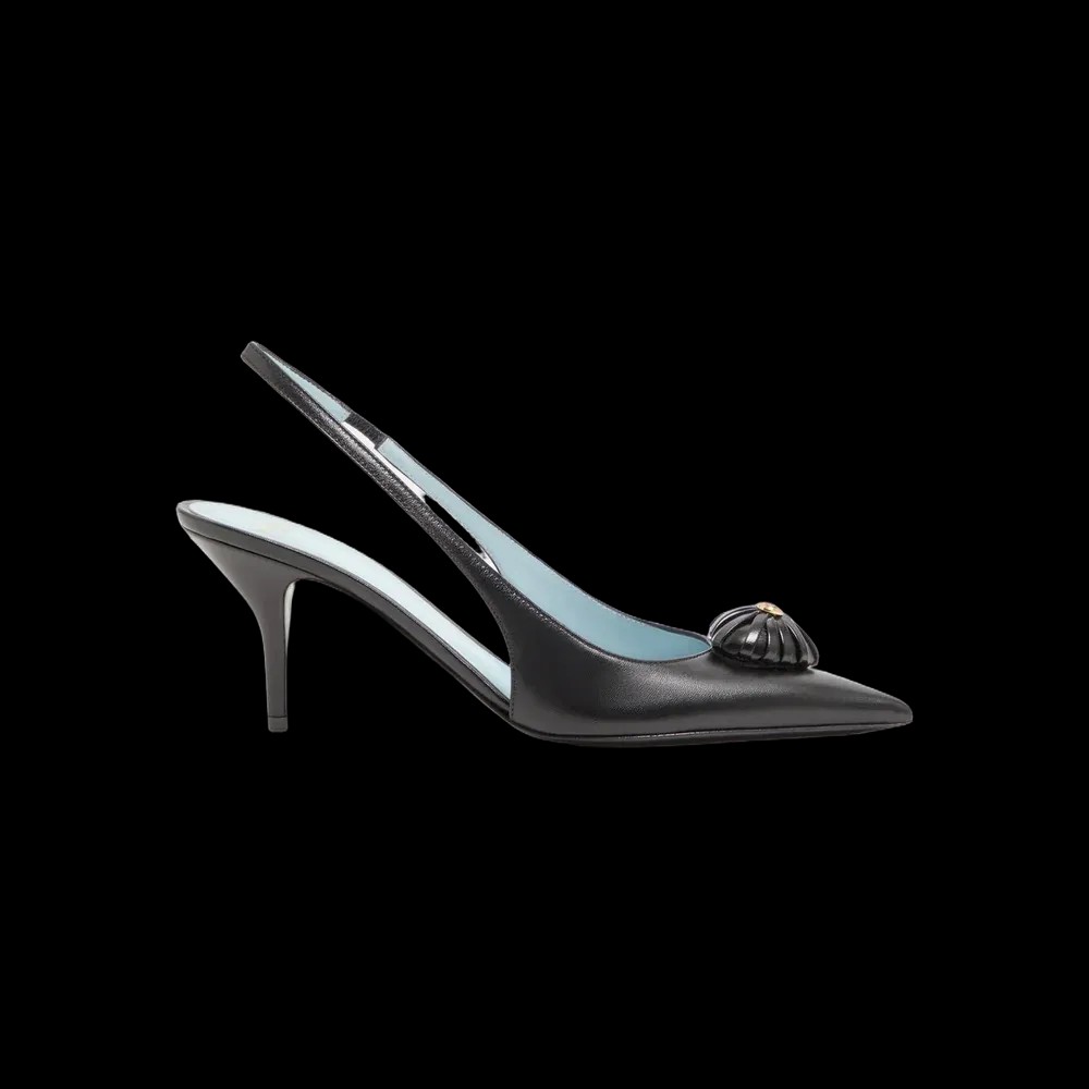 Valentino Coeur Royal Slingback Pumps In Kidskin 75mm Black - HypeFly India View 1