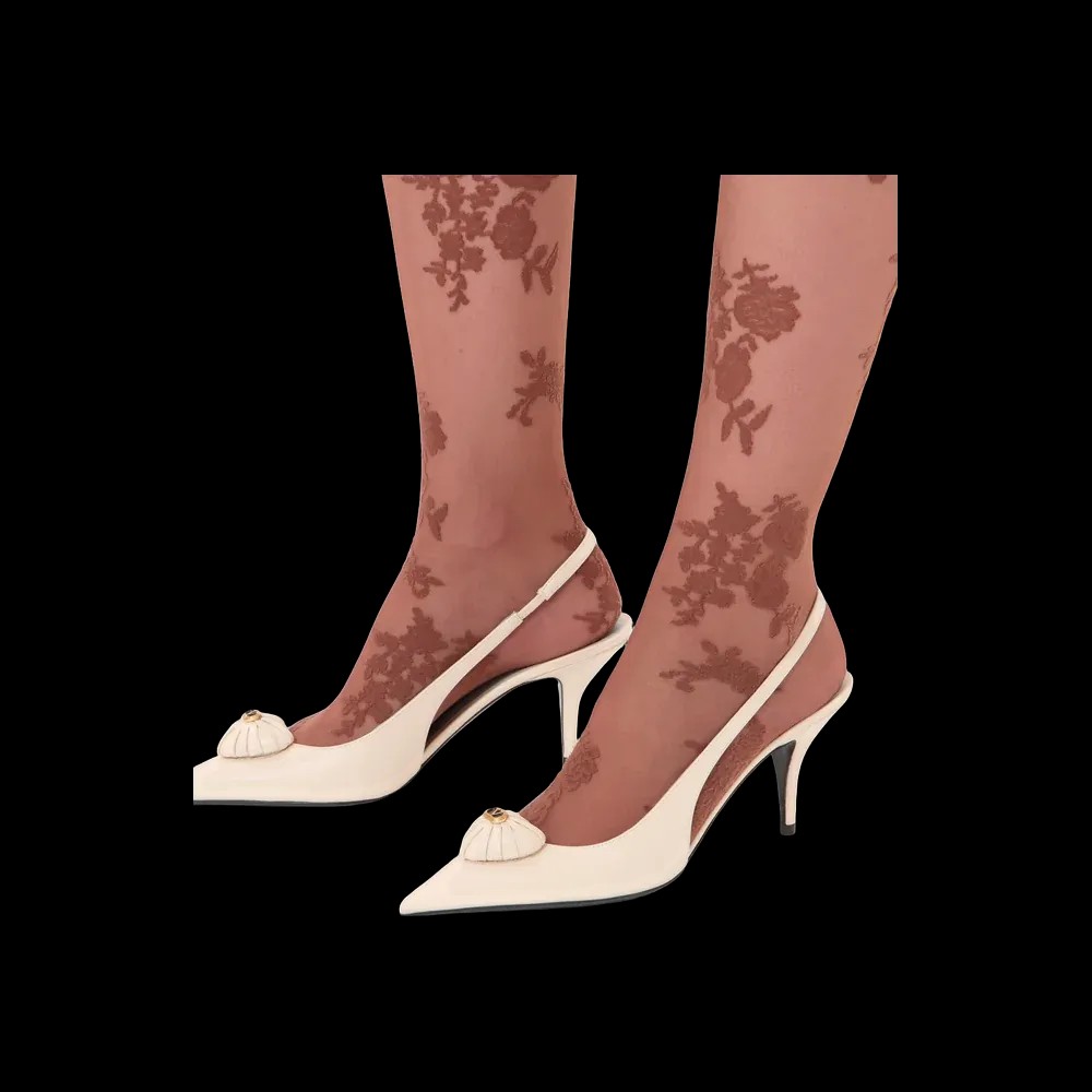 Valentino Coeur Royal Slingback Pumps In Kidskin 75mm Butter - HypeFly India View 4
