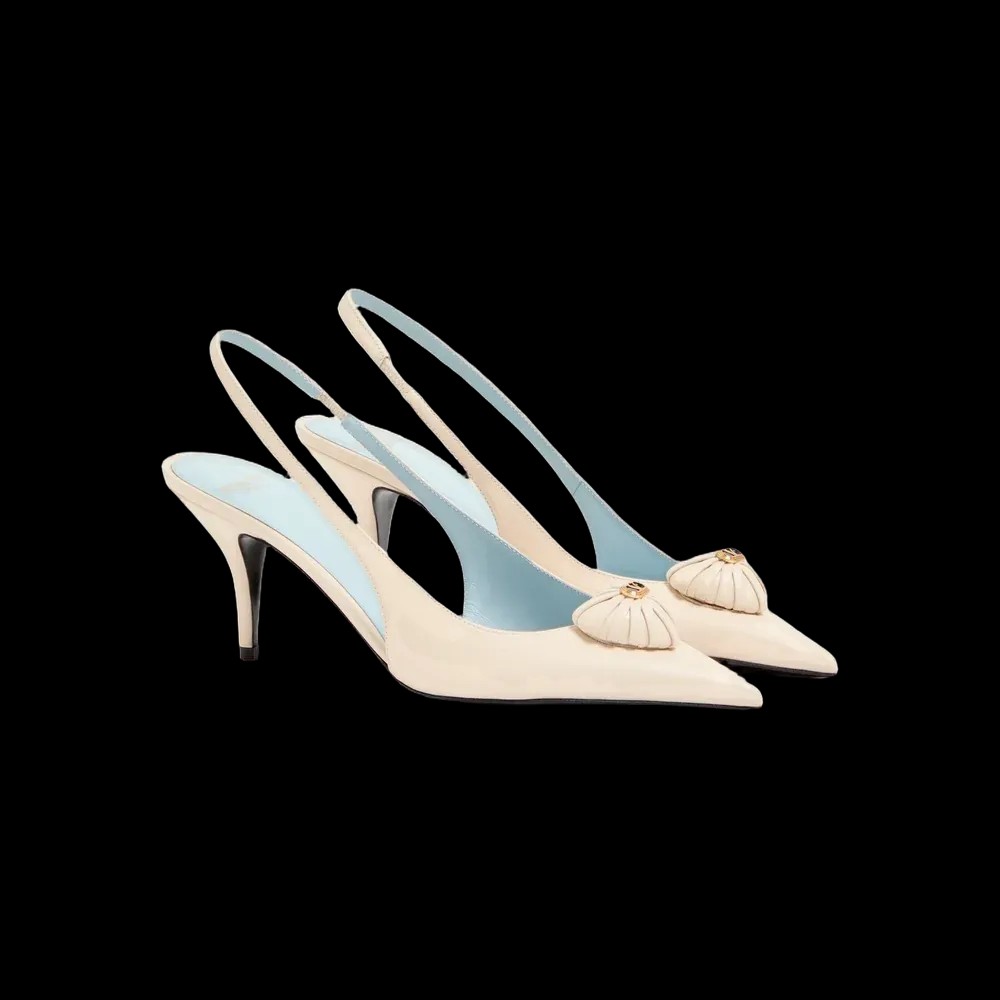 Valentino Coeur Royal Slingback Pumps In Kidskin 75mm Butter - HypeFly India View 3