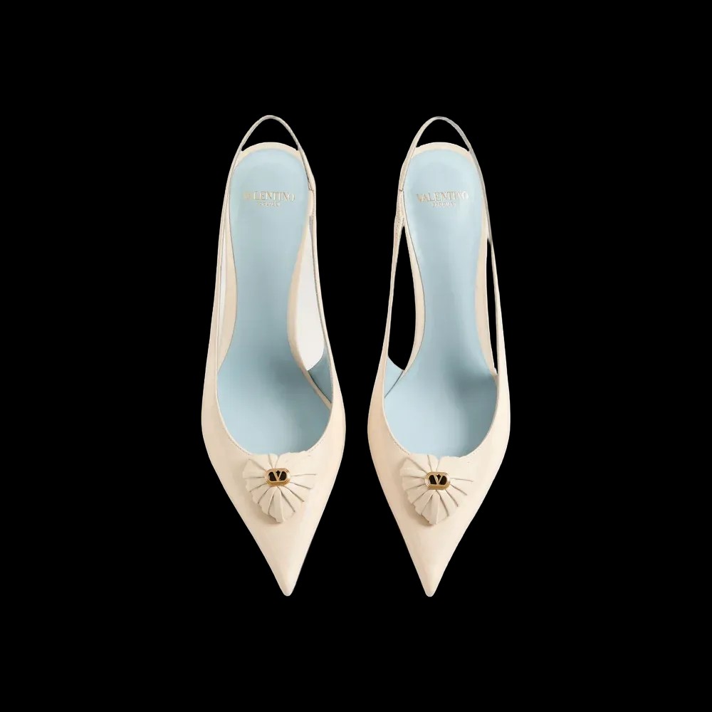 Valentino Coeur Royal Slingback Pumps In Kidskin 75mm Butter - HypeFly India View 2