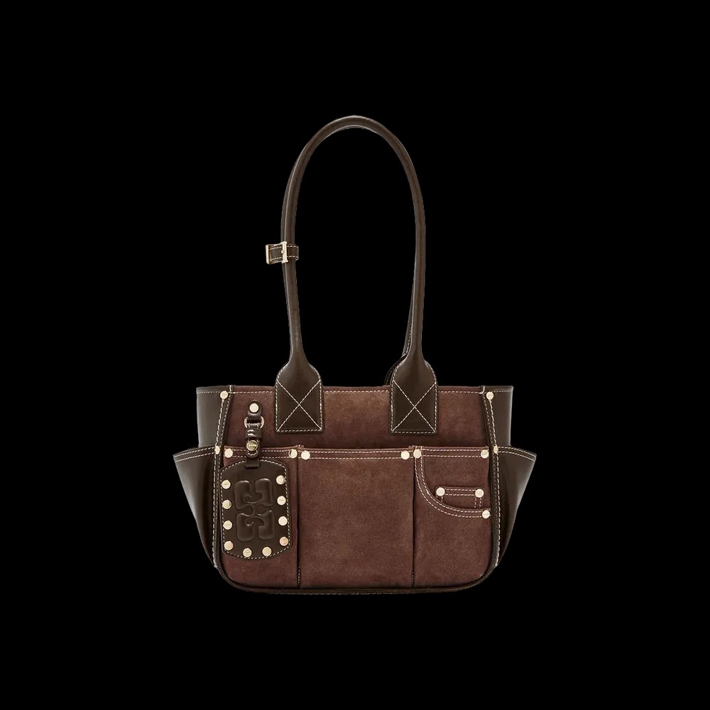 Ganni Small Posy Bag in Brown Suede	 - HypeFly India View 1