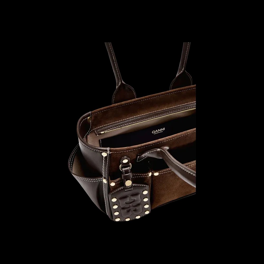 Ganni Small Posy Bag in Brown Suede	 - HypeFly India View 2