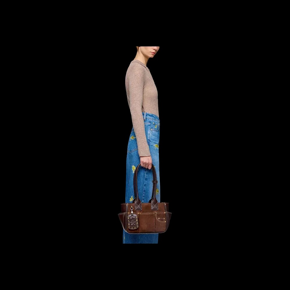 Ganni Small Posy Bag in Brown Suede	 - HypeFly India View 4