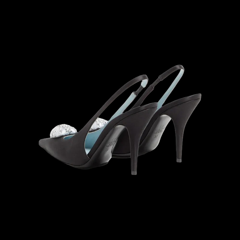 Valentino Coeur Royal Satin Slingback Pump 100mm Black - HypeFly India View 4