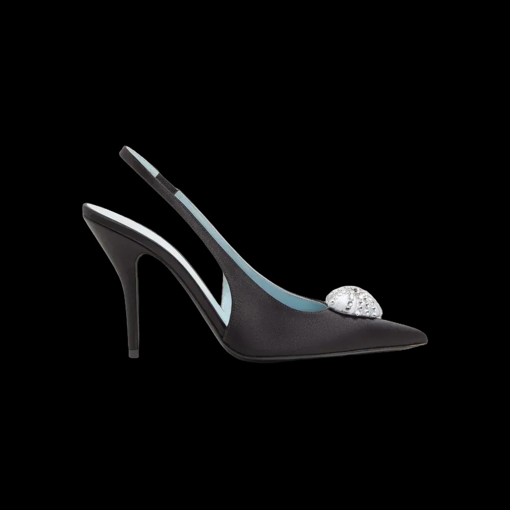 Valentino Coeur Royal Satin Slingback Pump 100mm Black - HypeFly India View 1