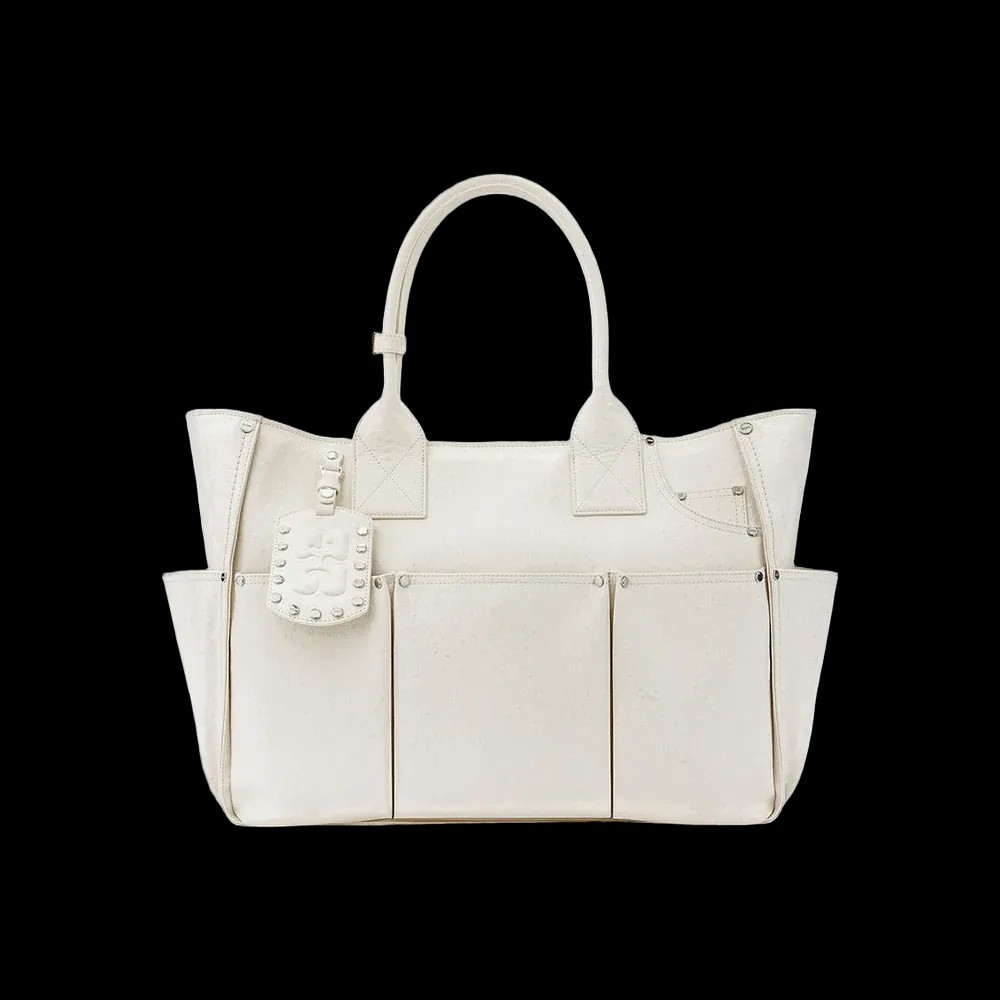 Ganni Posy Bag in White Ostrich	 - HypeFly India View 1