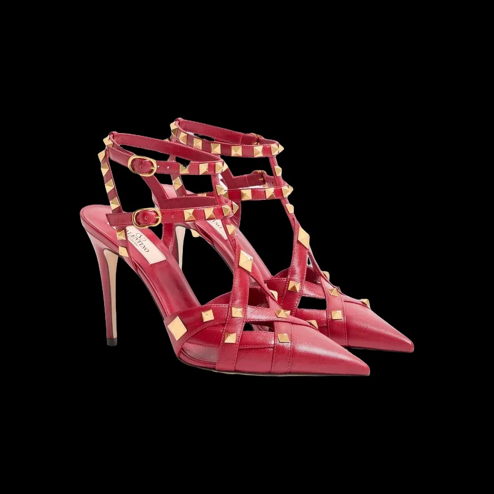 Valentino Studdy Kidskin Pumps 100mm Red - HypeFly India View 3