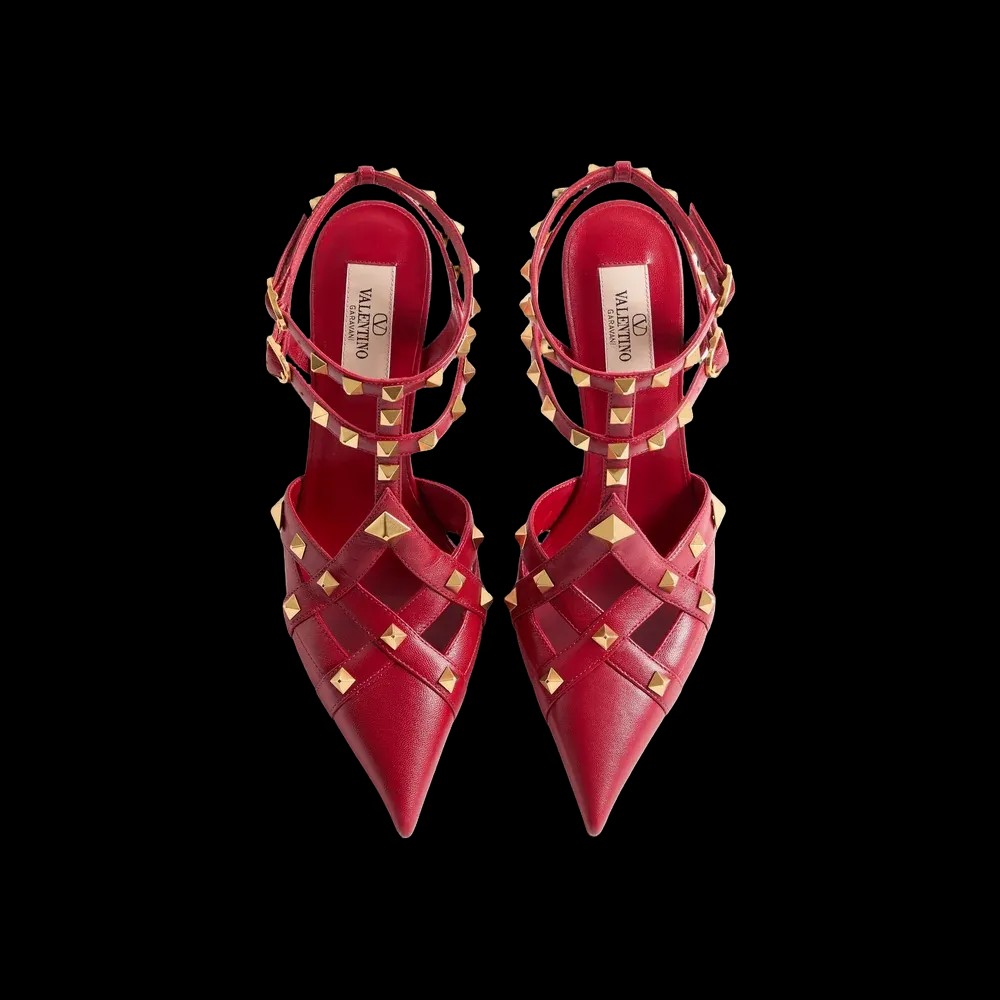 Valentino Studdy Kidskin Pumps 100mm Red - HypeFly India View 2