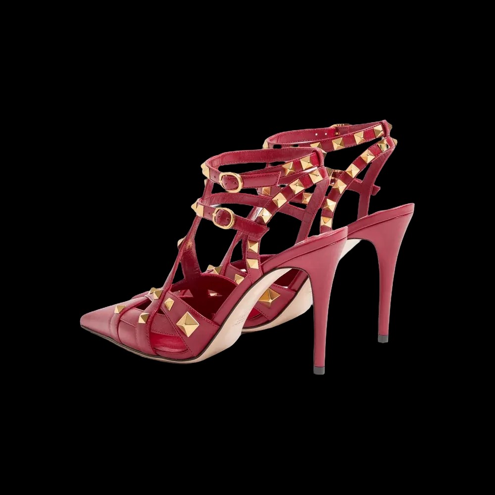 Valentino Studdy Kidskin Pumps 100mm Red - HypeFly India View 5