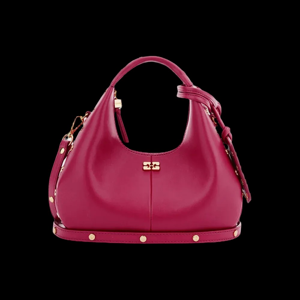 Ganni Mini Hobo Bag Studs in Red	 - HypeFly India View 1