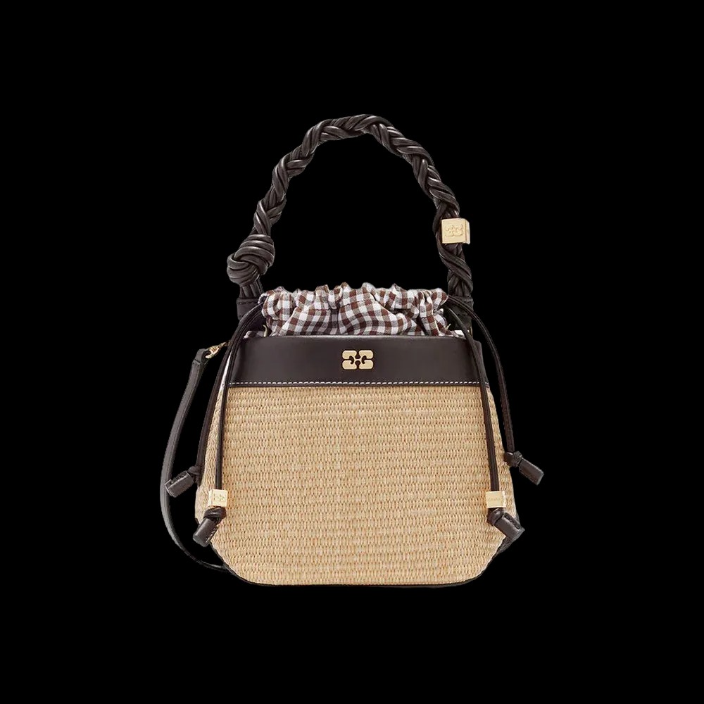 Ganni Bou Bucket Bag in Straw - HypeFly India View 1