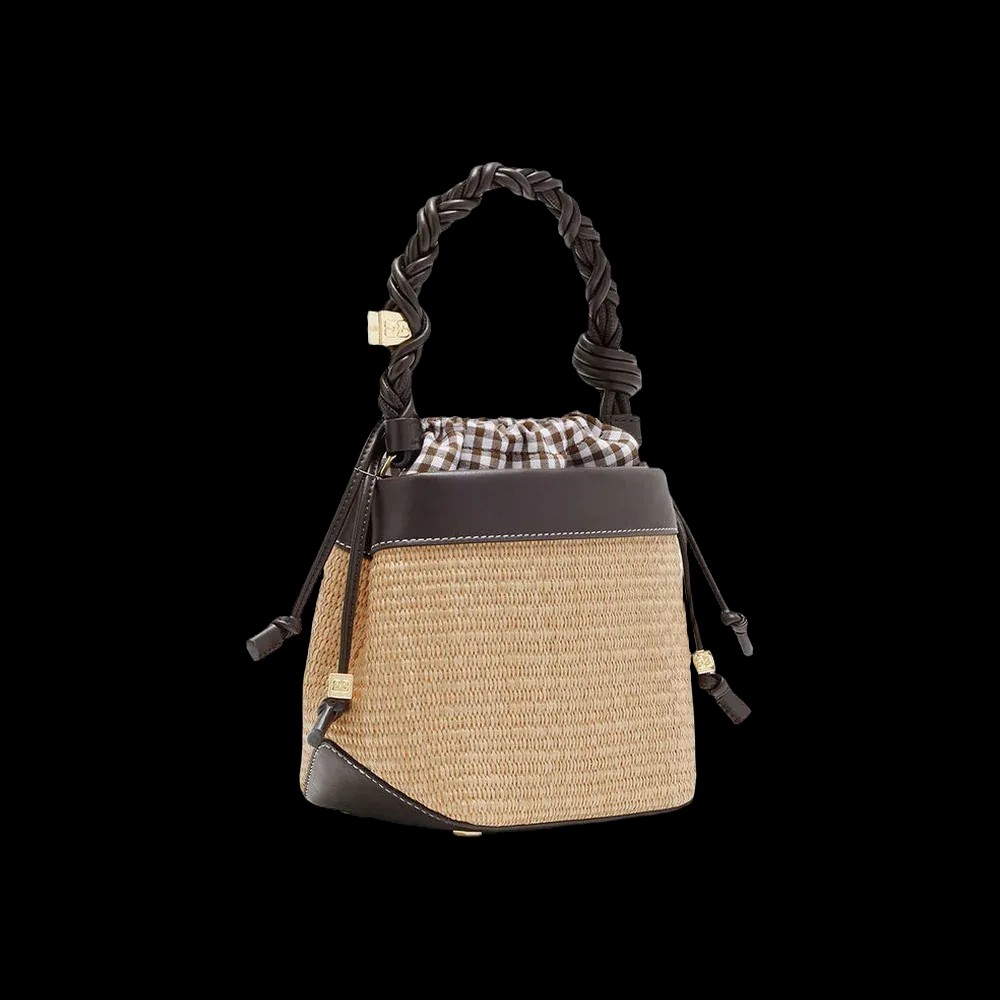 Ganni Bou Bucket Bag in Straw - HypeFly India View 3