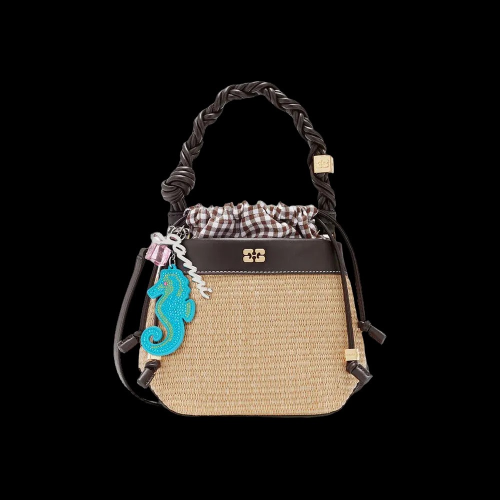 Ganni Bou Bucket Bag in Straw - HypeFly India View 4