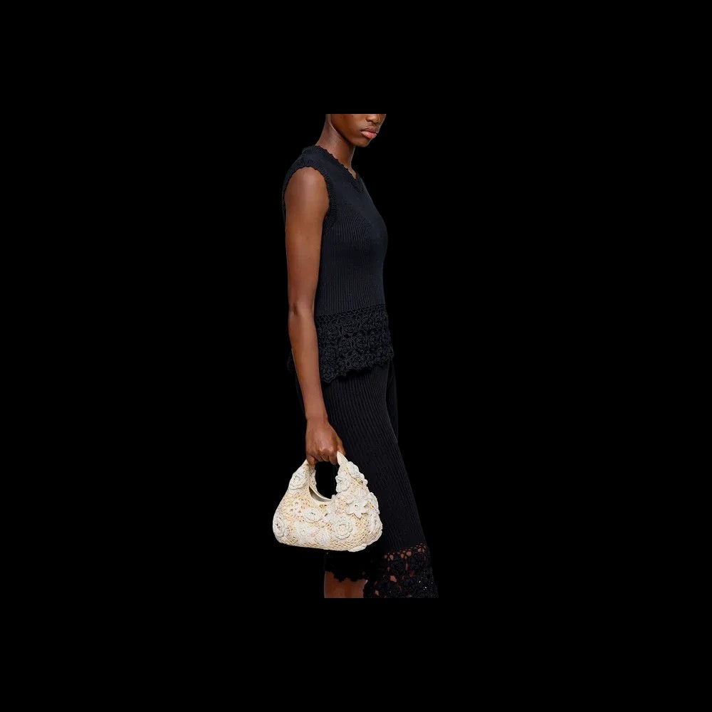 Ganni Mini Hobo Bag in White Crochet	 - HypeFly India View 5