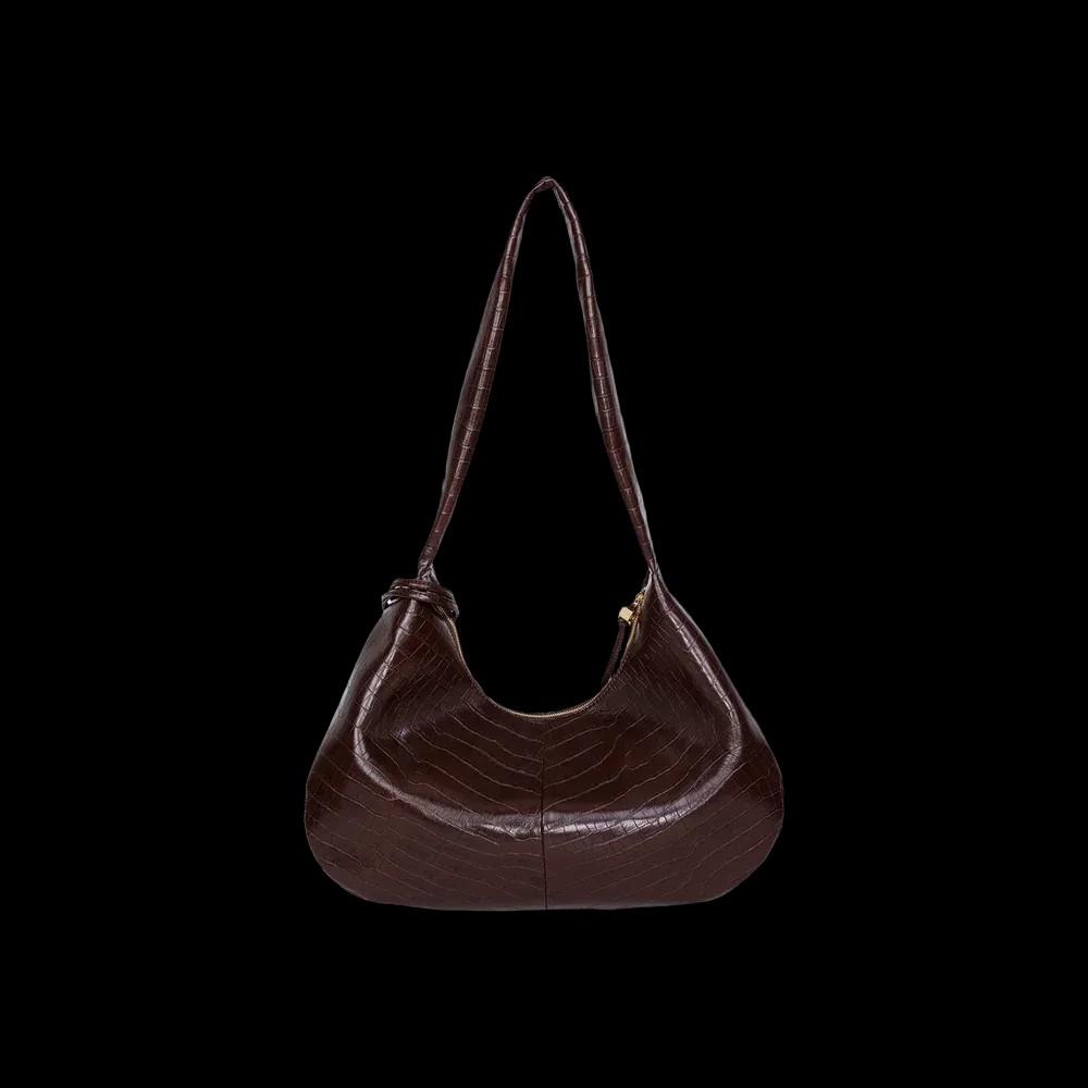 Ganni Brown Croco Medium Hobo Bag	 - HypeFly India View 3