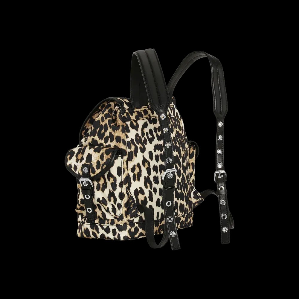 Ganni Leopard Small Nylon Bucky Backpack	 - HypeFly India View 2
