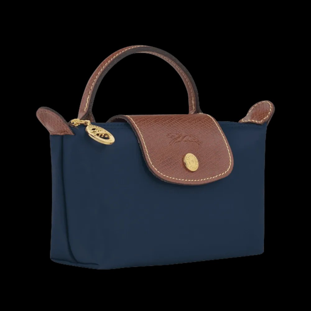 Longchamp Le Pliage Original Pouch with handle Navy - Recycled canvas - HypeFly India View 3