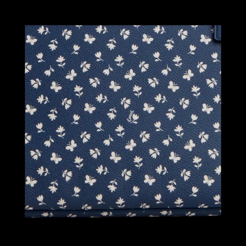 Coach Gallery Tote Bag With Floral Print Deep Blue - HypeFly India View 5