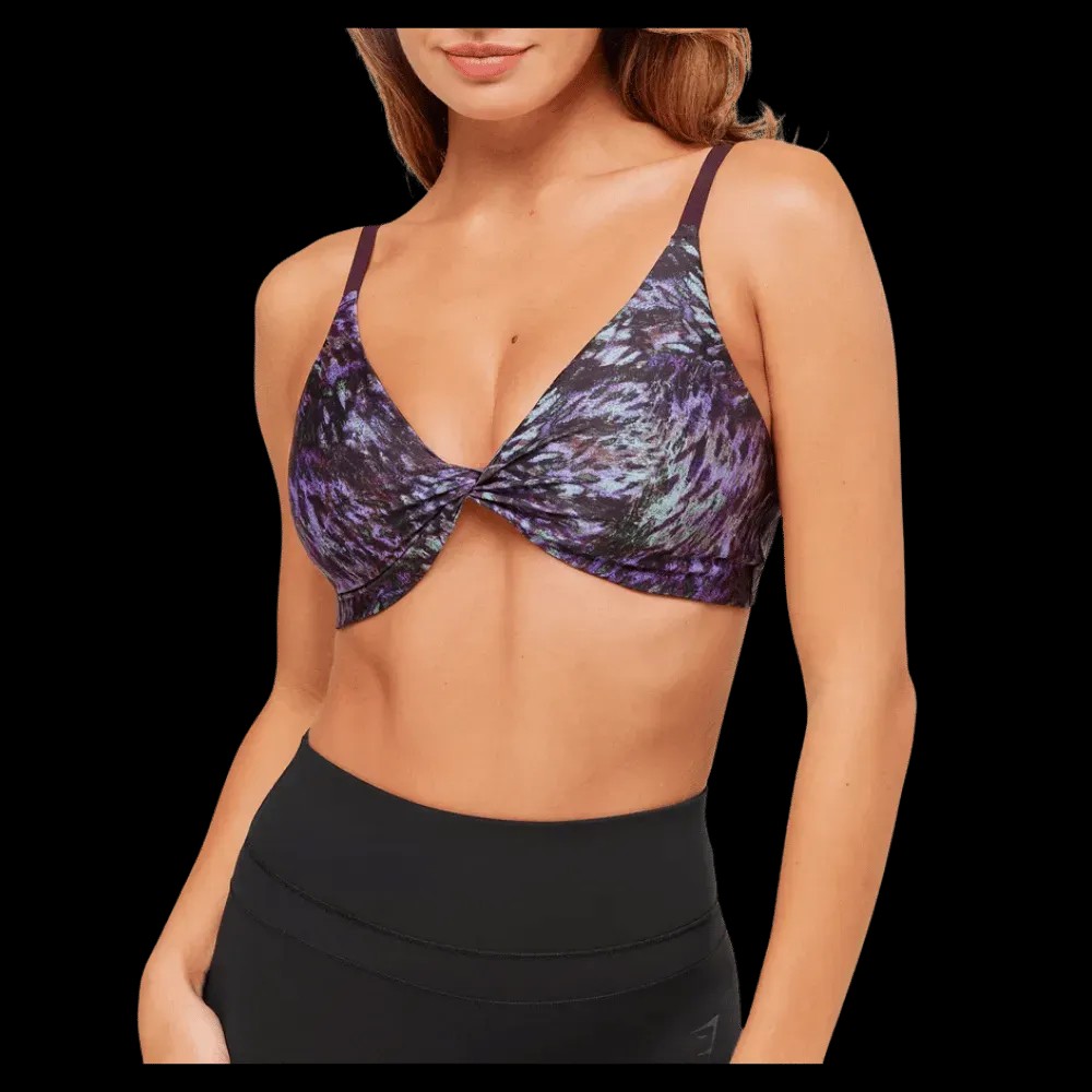 Gymshark Printed Twist Front Bralette Morning Blue - HypeFly India View 3