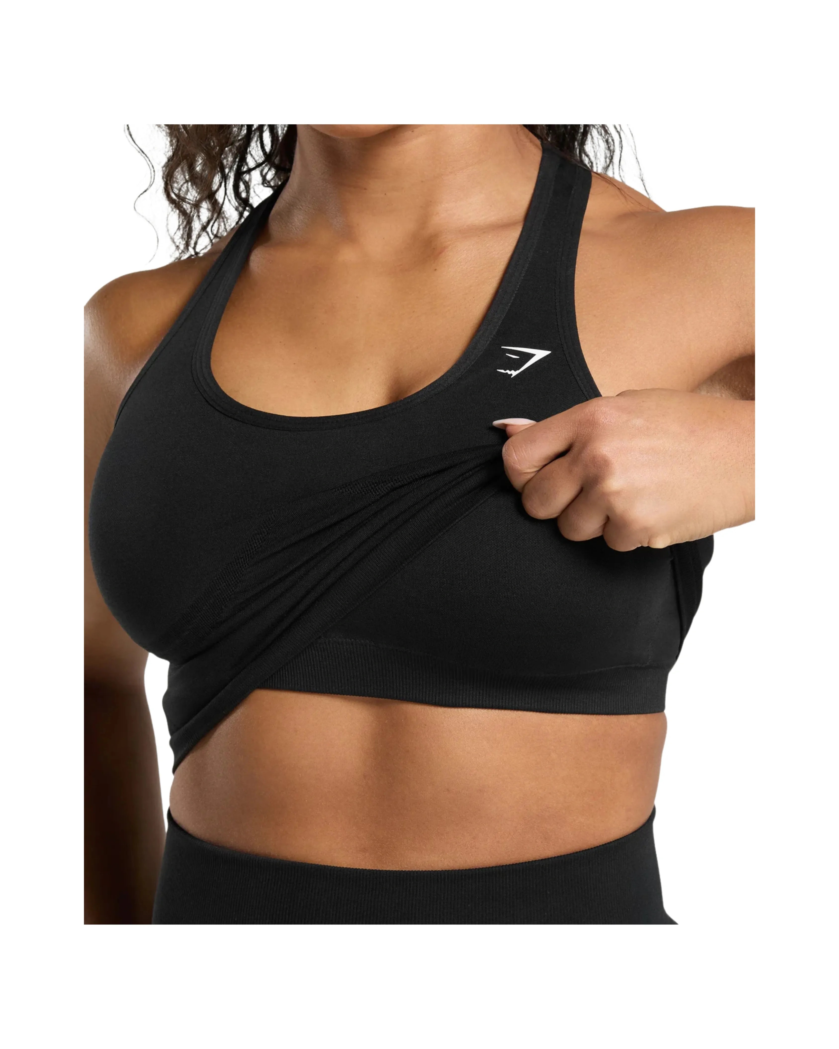 Gymshark Lift Seamless Midi Tank With Shelf Black - HypeFly India View 5