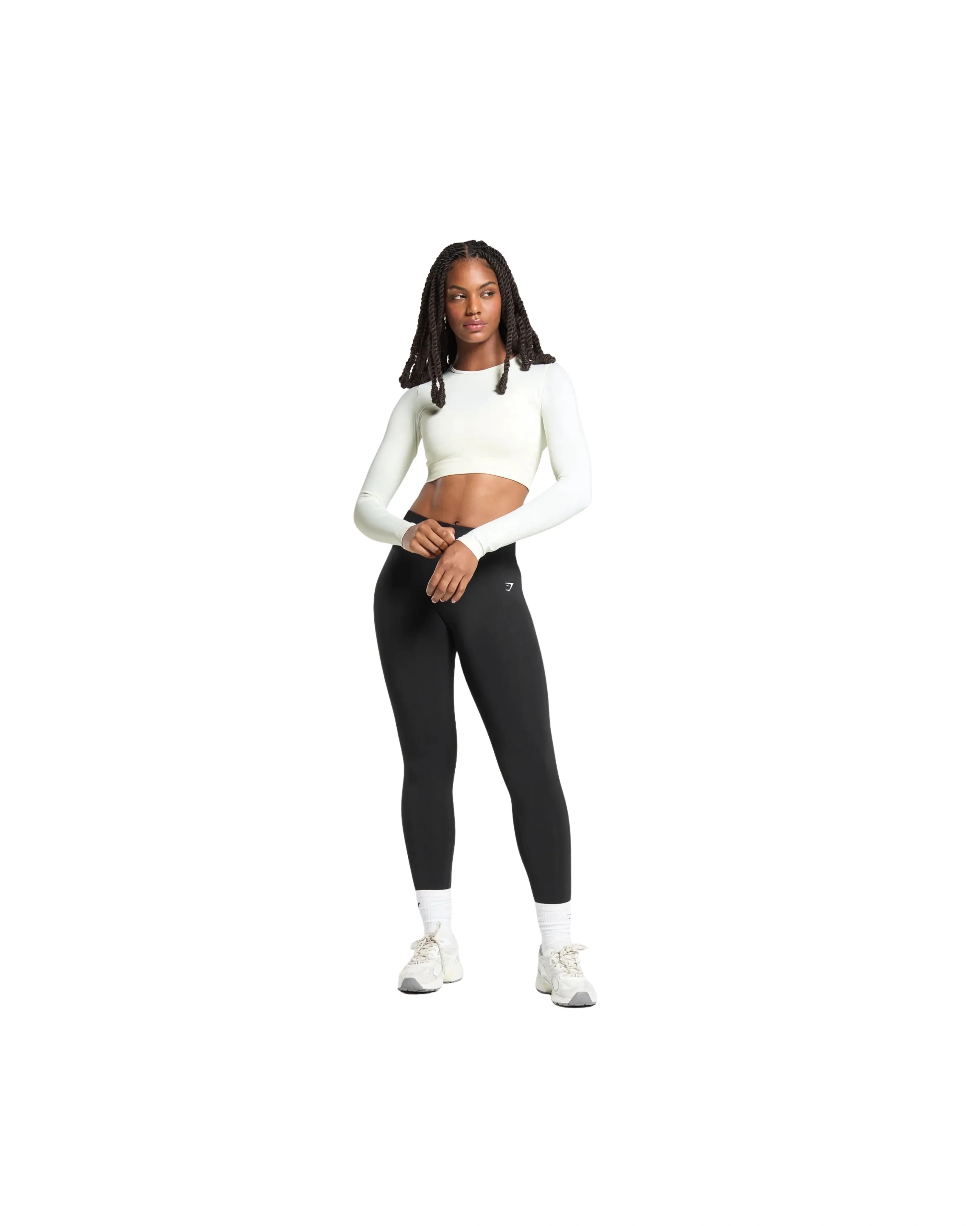 Gymshark Everyday Seamless Long Sleeve Crop Top Soft White - HypeFly India View 5