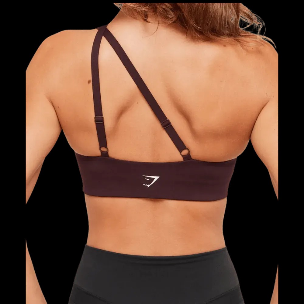Gymshark One Shoulder Sports Bra Cherry Purple - HypeFly India View 5