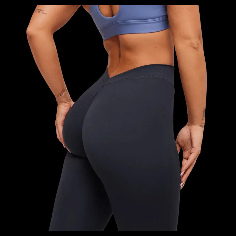 Gymshark Lifting Dipped Waistband Flared Leggings Heavy Blue Black - HypeFly India View 4