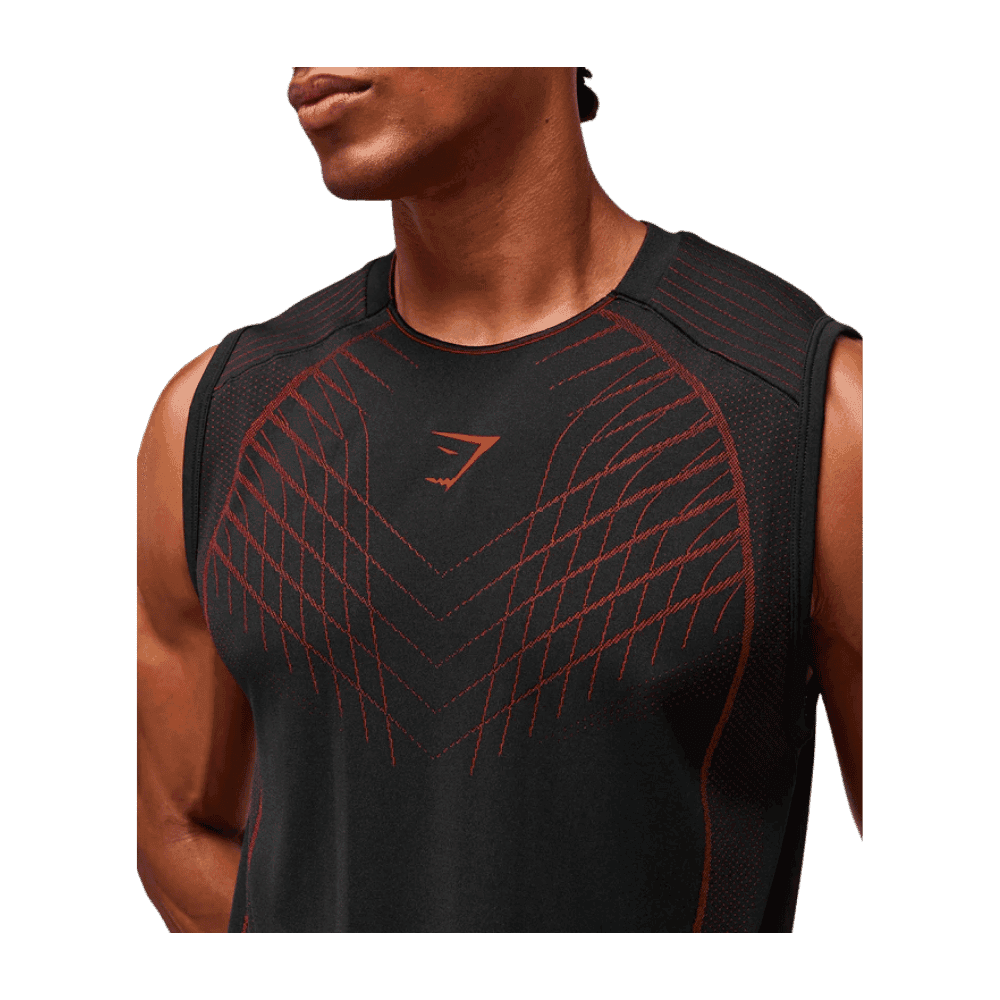 Gymshark Apex Seamless Tank Slim Fit Black/Carmine Red - HypeFly India View 5
