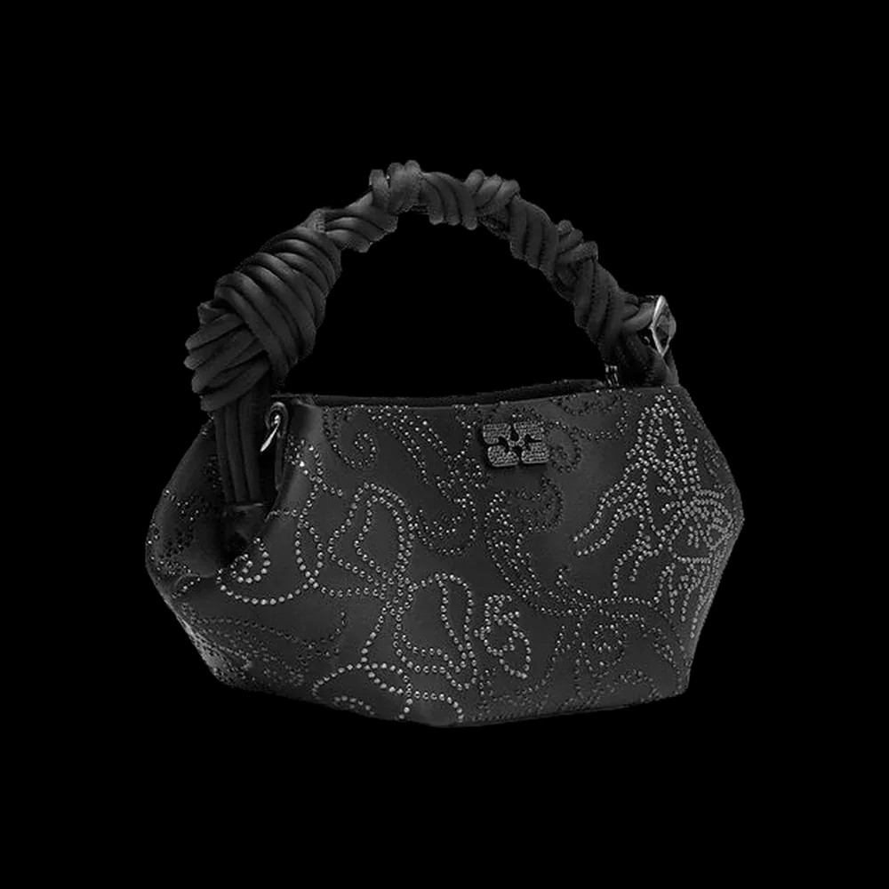 Ganni Black Rhinestone Mini Bou Bag	 - HypeFly India View 4